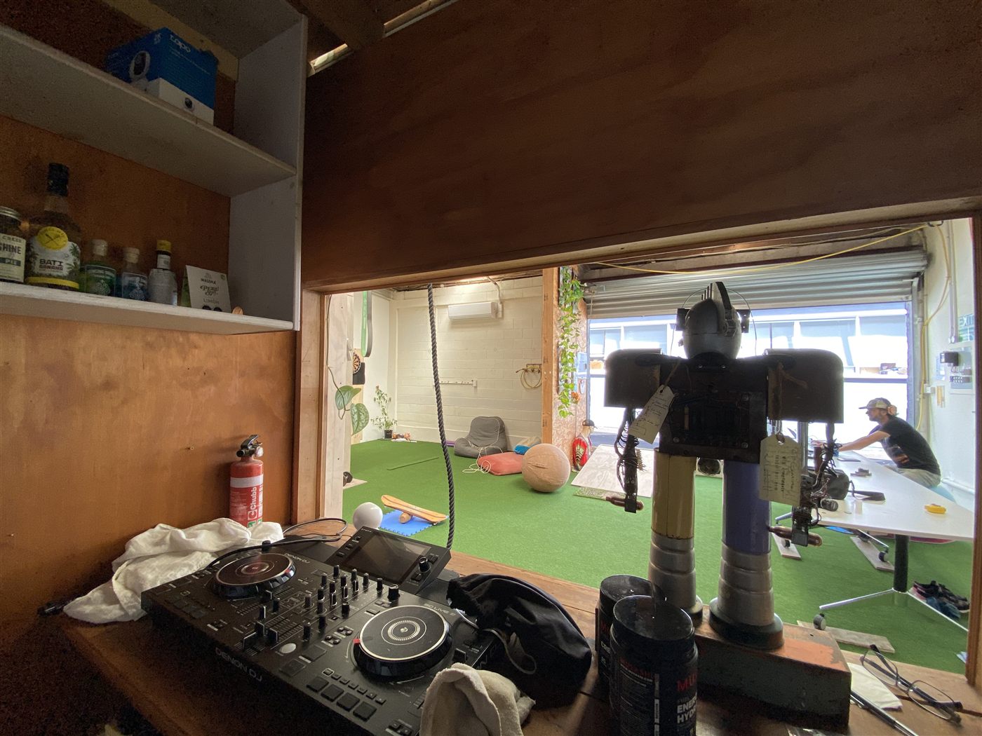 Skateboards, plants, and whiteboard details inside Node Space Devonport