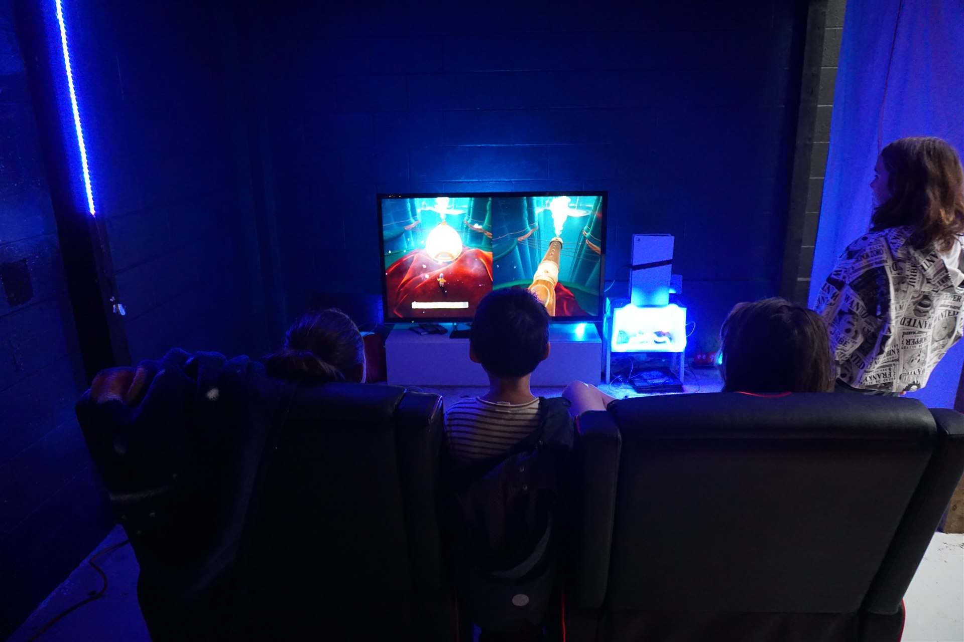 Kids gaming in the lounge at Node Space